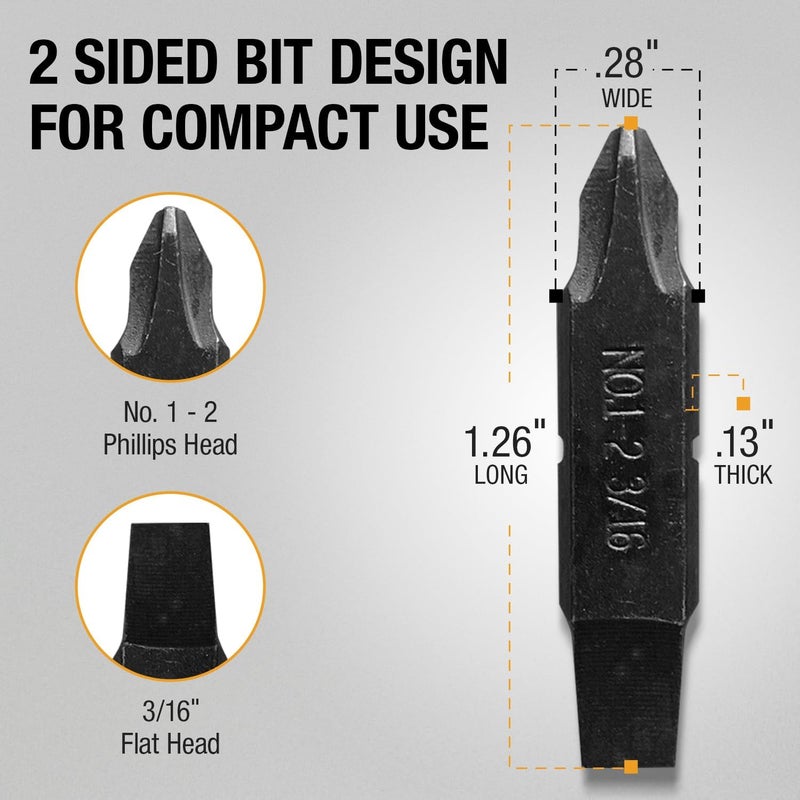 Samorillo [3 Pack] Replacement Two-Sided Screwdriver Bit For Leatherman Multi-Tool - #1-#2 Phillips Head + 3/16 Flat Head - Add Or Replace Your Multitool Screwdriver - Exact Fit For Most Leatherman Multi Tools - Image 4